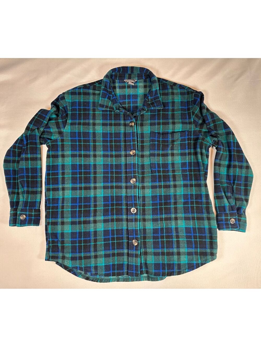 Eddie Bauer Womens Flannel Shacket Big Buttons Soft & Thick Sz Large
